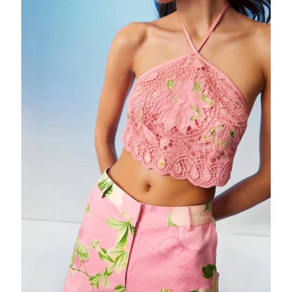 NEW HEMANT & NANDITA floral halter top in pink - Picture 5 of 6